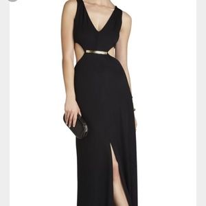 BCBGMAXAZRIA Valentina vneckcutout waist long gown